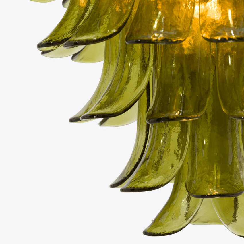 Aurora Chandelier Green Petal Glass Layered Natural - Neutralighting