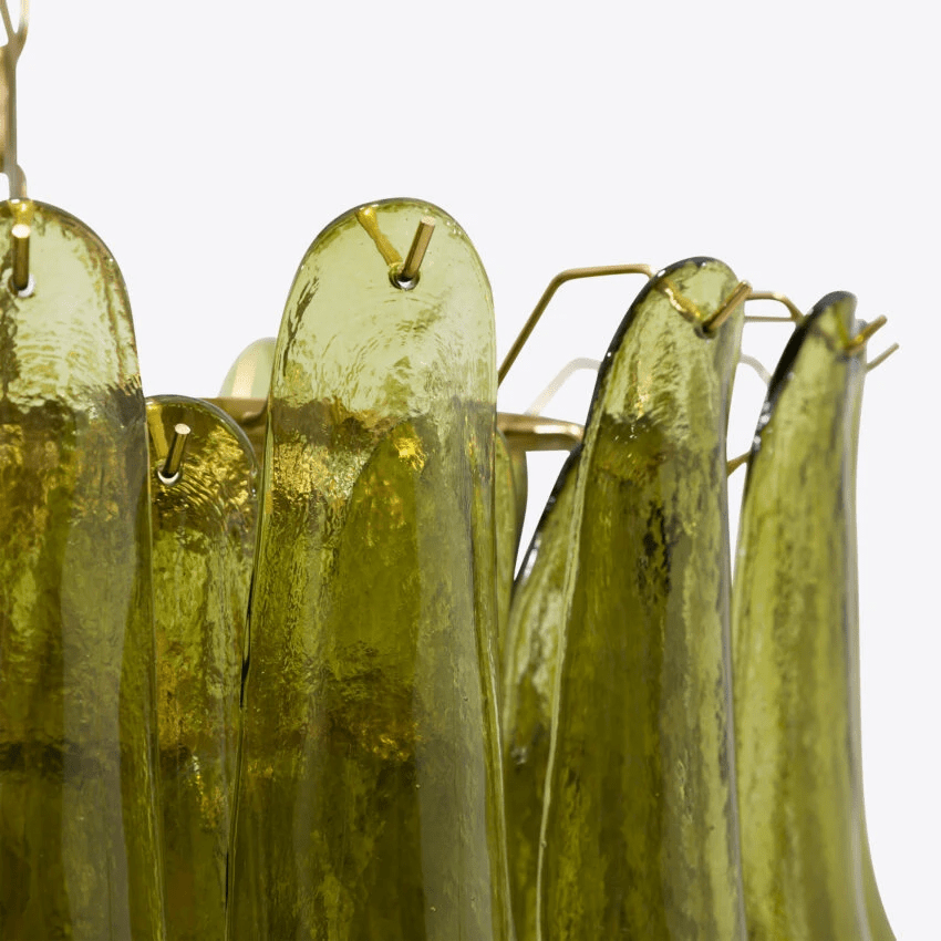 Aurora Chandelier Green Petal Glass Layered Natural - Neutralighting