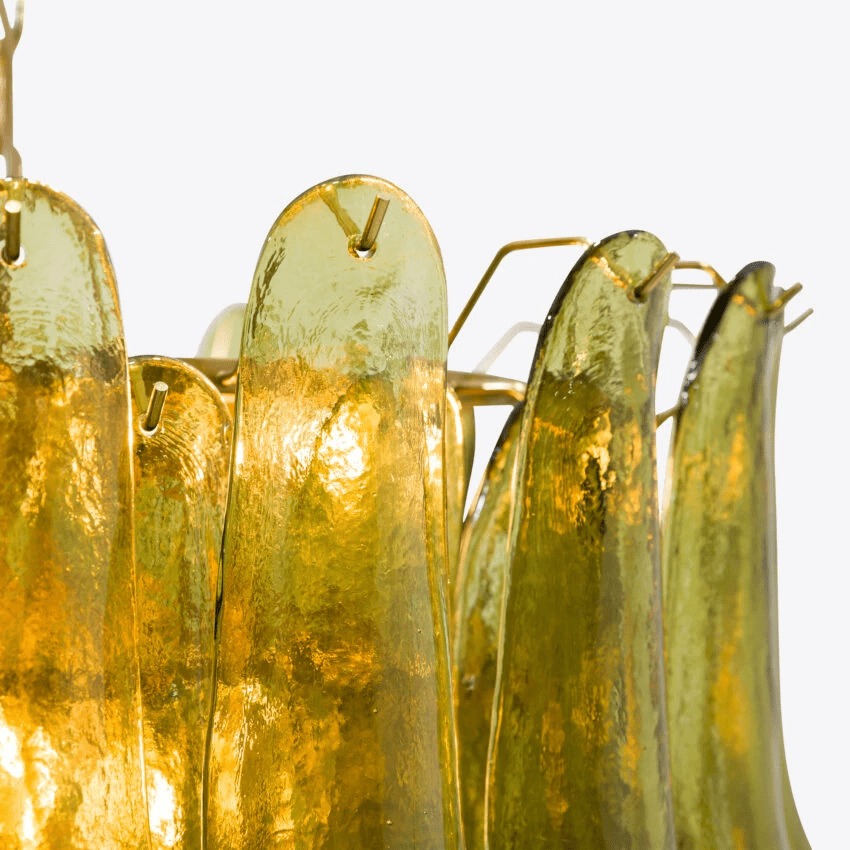 Aurora Chandelier Green Petal Glass Layered Natural - Neutralighting