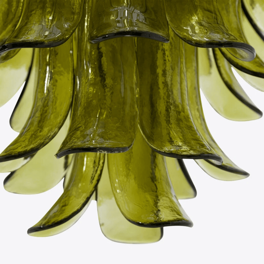 Aurora Chandelier Green Petal Glass Layered Natural - Neutralighting