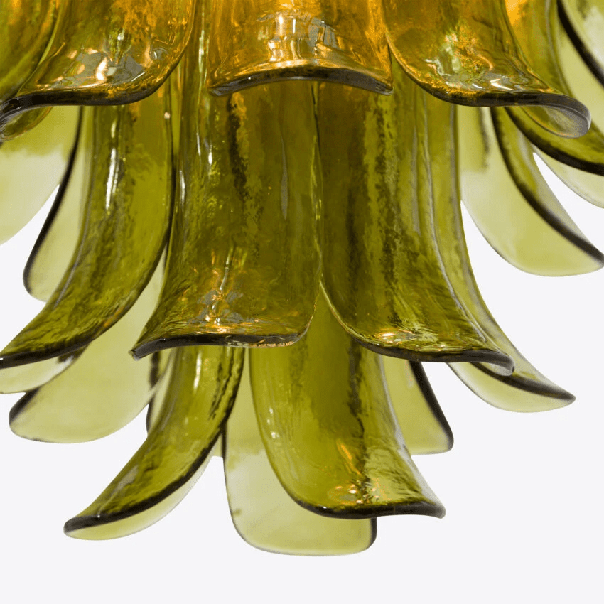 Aurora Chandelier Green Petal Glass Layered Natural - Neutralighting