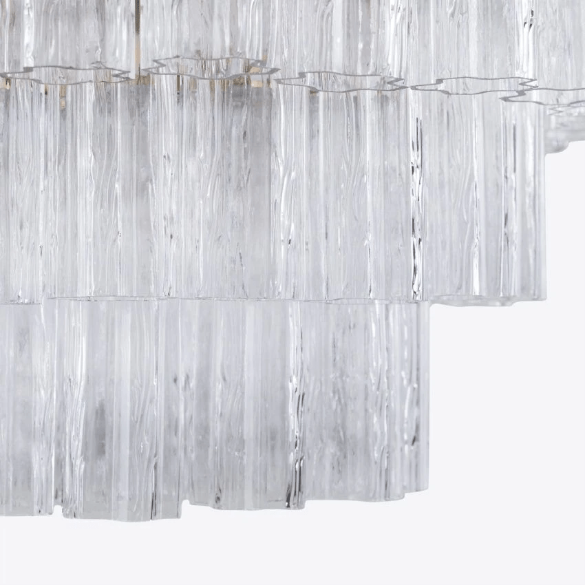 Aurora Chandelier Five Tier Fluted Glass Tube Mid Century - Neutralighting