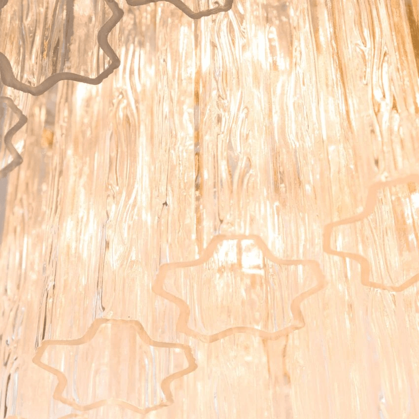 Aurora Chandelier Five Tier Fluted Glass Tube Mid Century - Neutralighting