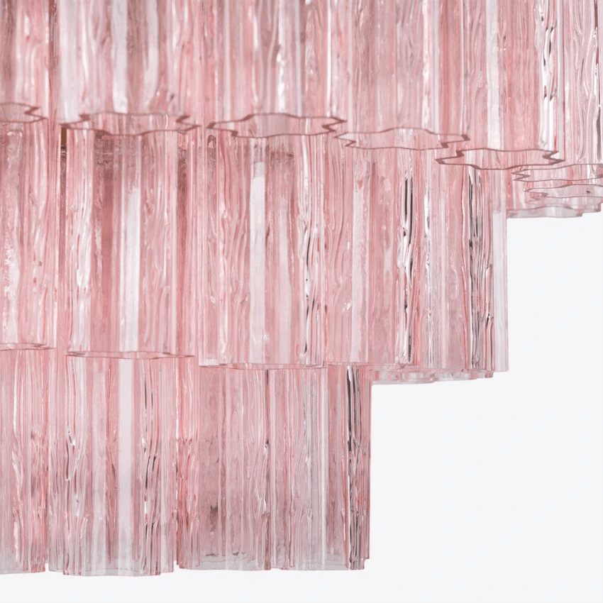 Aurora Chandelier Five Tier Fluted Glass Tube Mid Century - Neutralighting