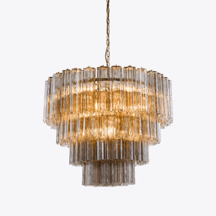 Aurora Chandelier Four Tier Fluted Glass - Neutralighting