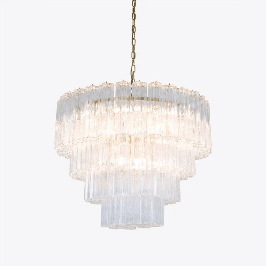 Aurora Chandelier Four Tier Fluted Glass - Neutralighting