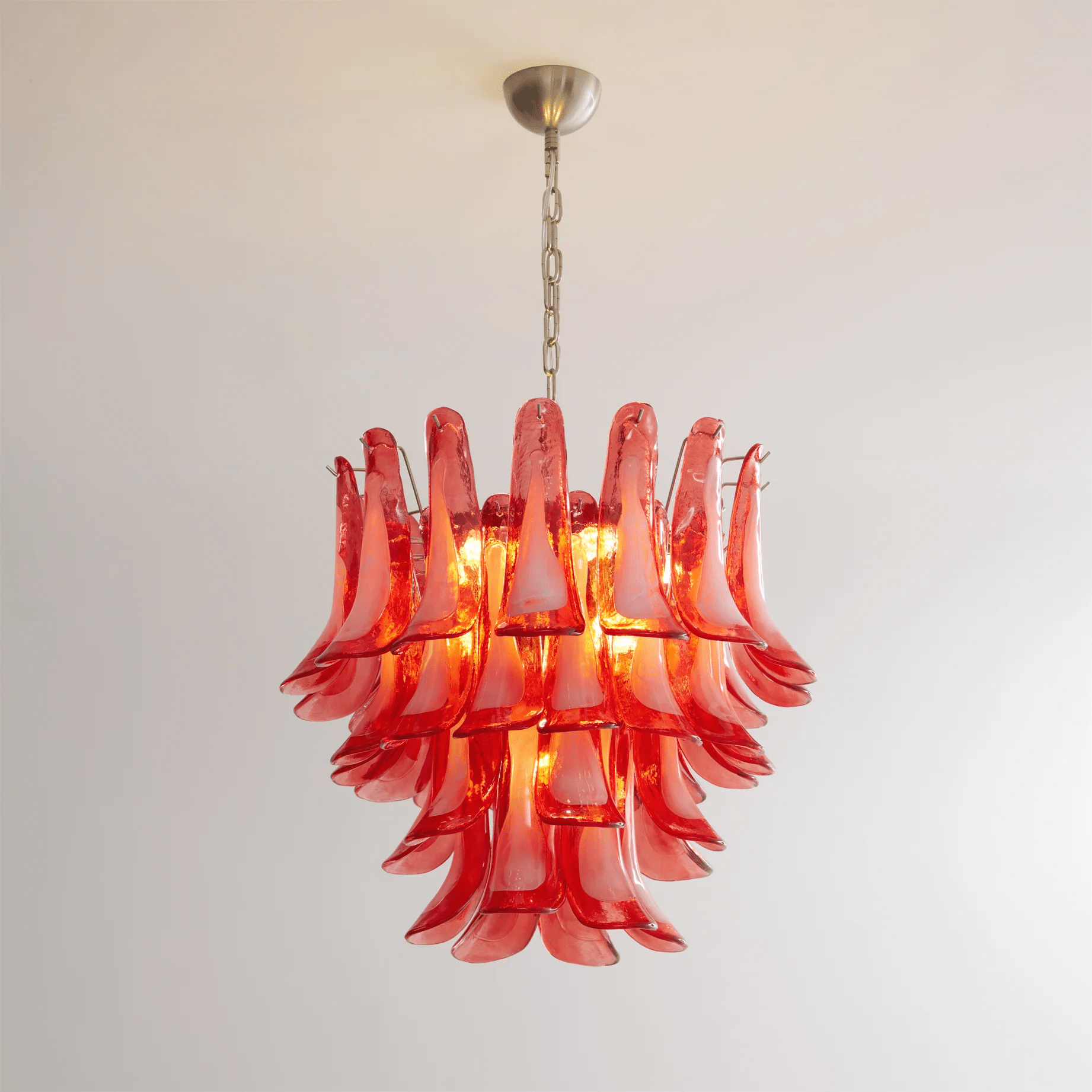 Aurora Chandelier Crimson Murano Glass Petals Layered Vintage - Neutralighting
