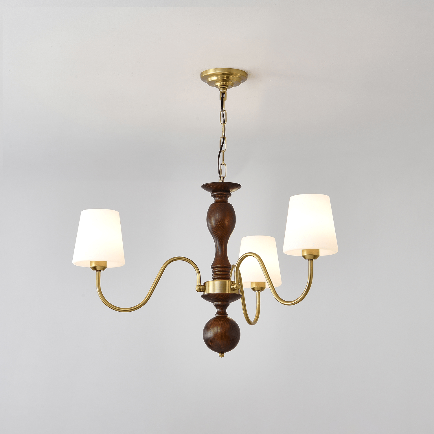 Lustra Kronleuchter Messing Holz Rustikal Vintage-Letslighting
