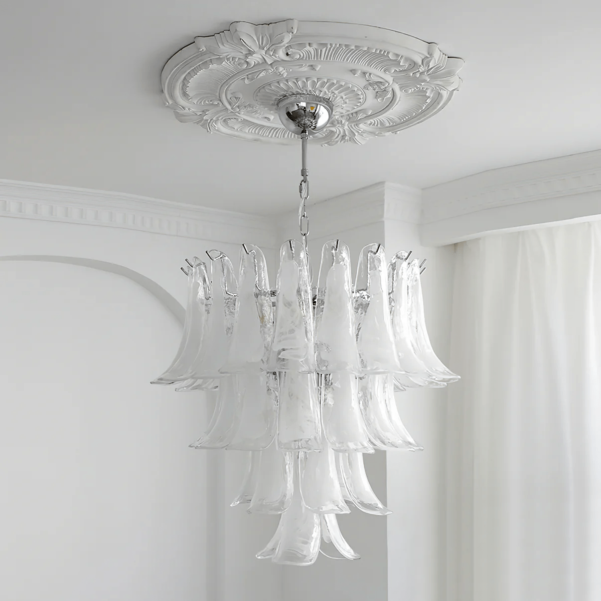 Aurora Chandelier Murano Glass Petals Vintage - Blowlighting