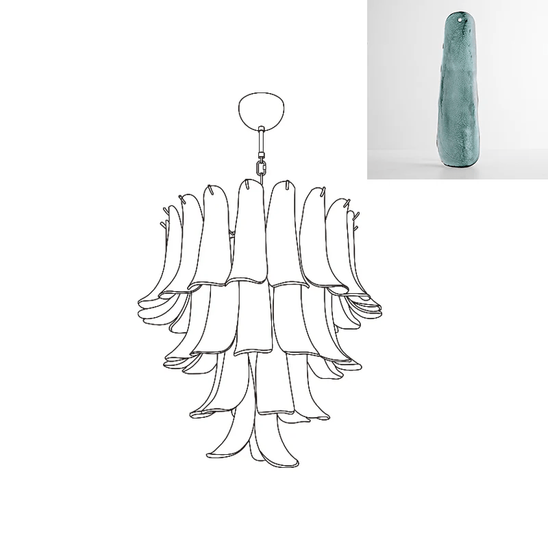 Aurora Chandelier Murano Glass Petals Vintage - Blowlighting