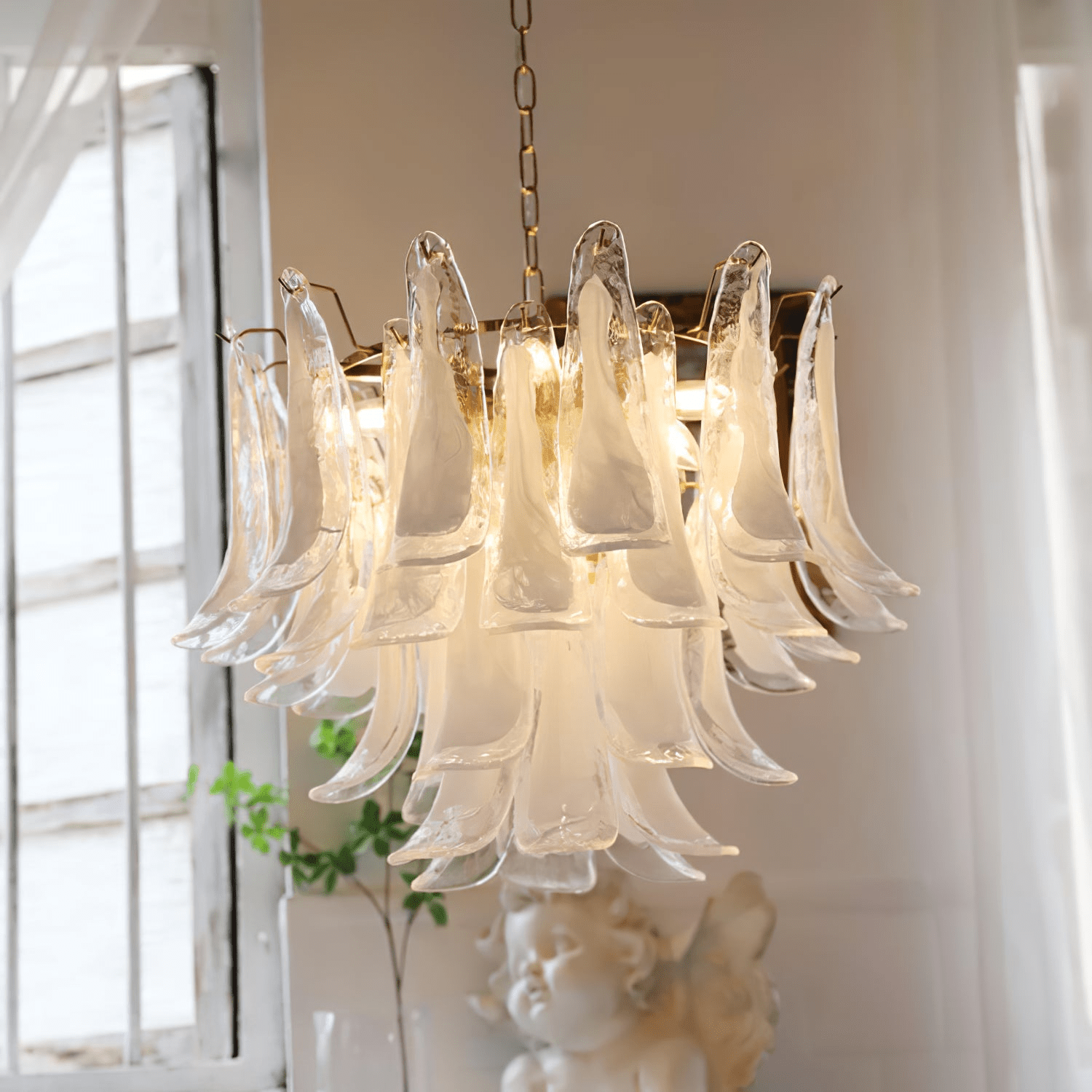 Aurora Chandelier Murano Glass Petals Vintage - Blowlighting