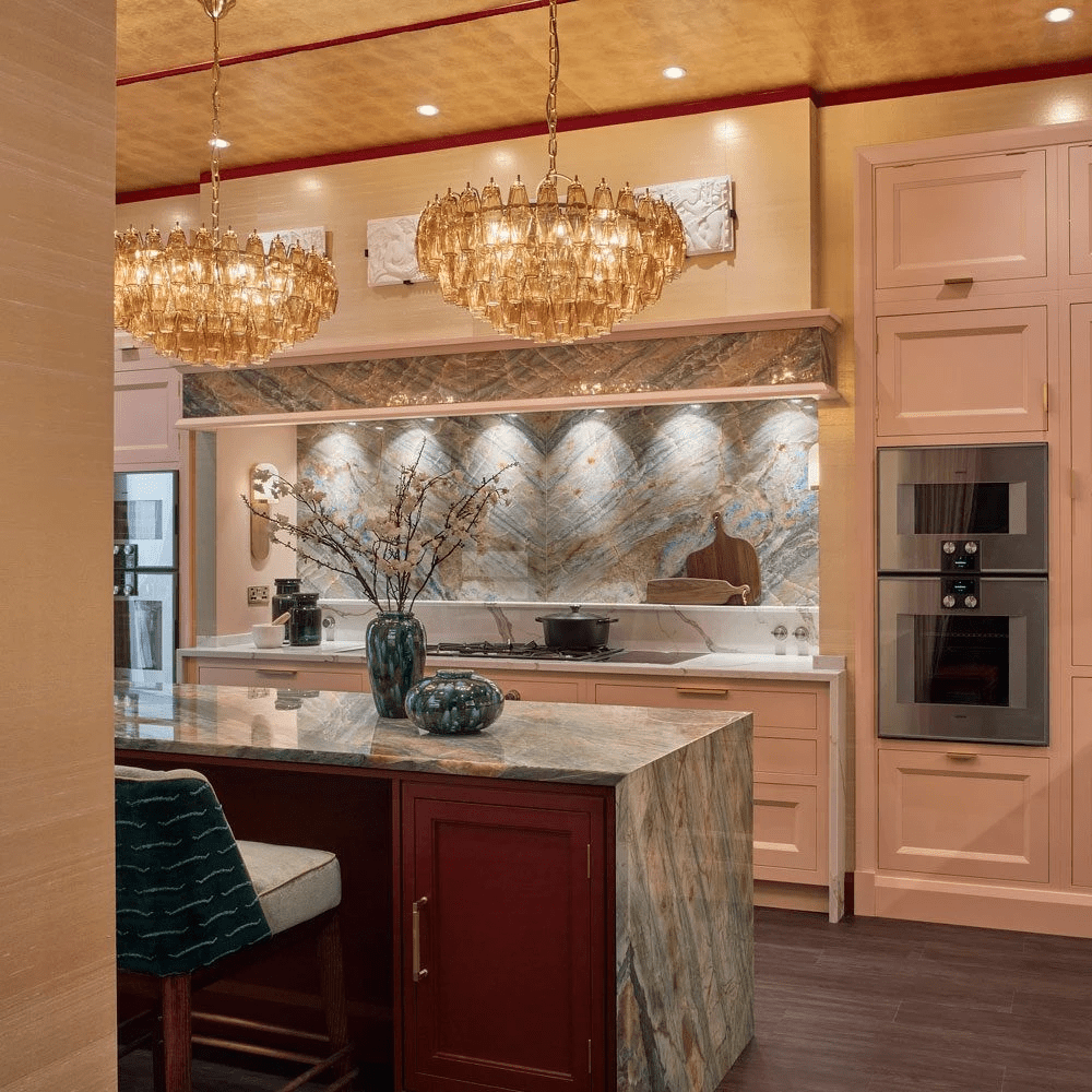 Aurora Chandelier Tiered Amber Glass Vintage - Neutralighting