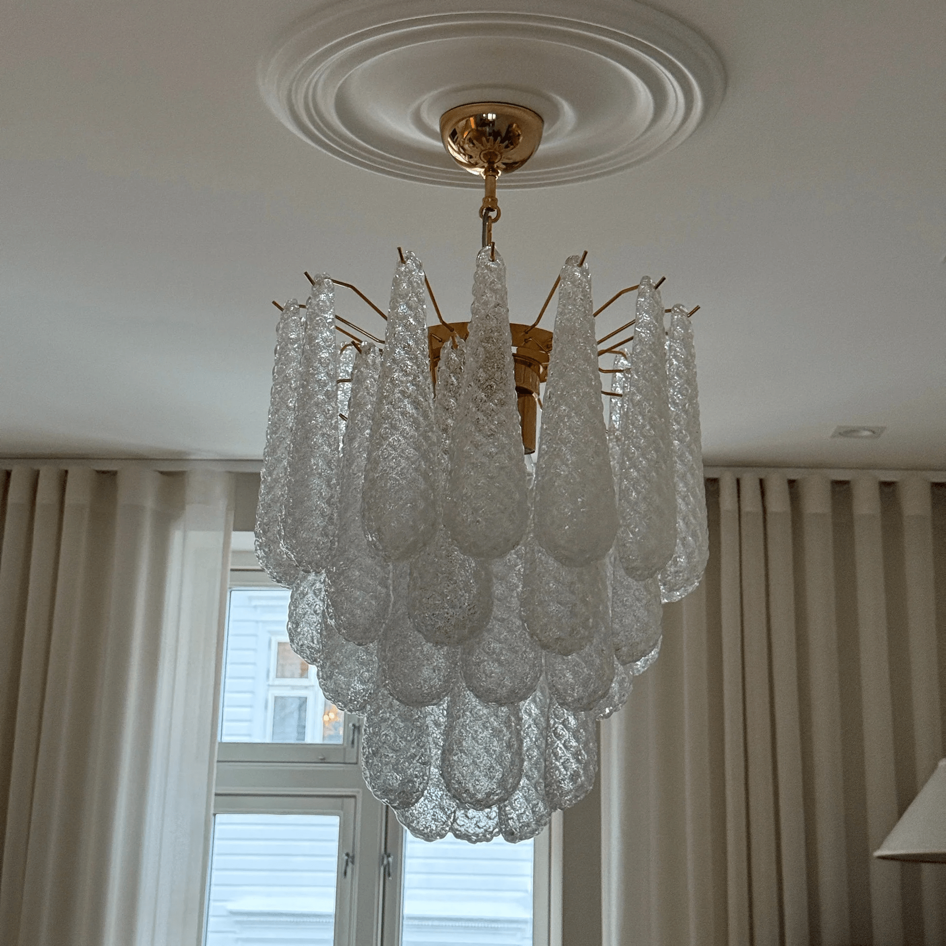 Aurora Chandelier Murano Glass Drops Frosted Teardrop - Neutralighting