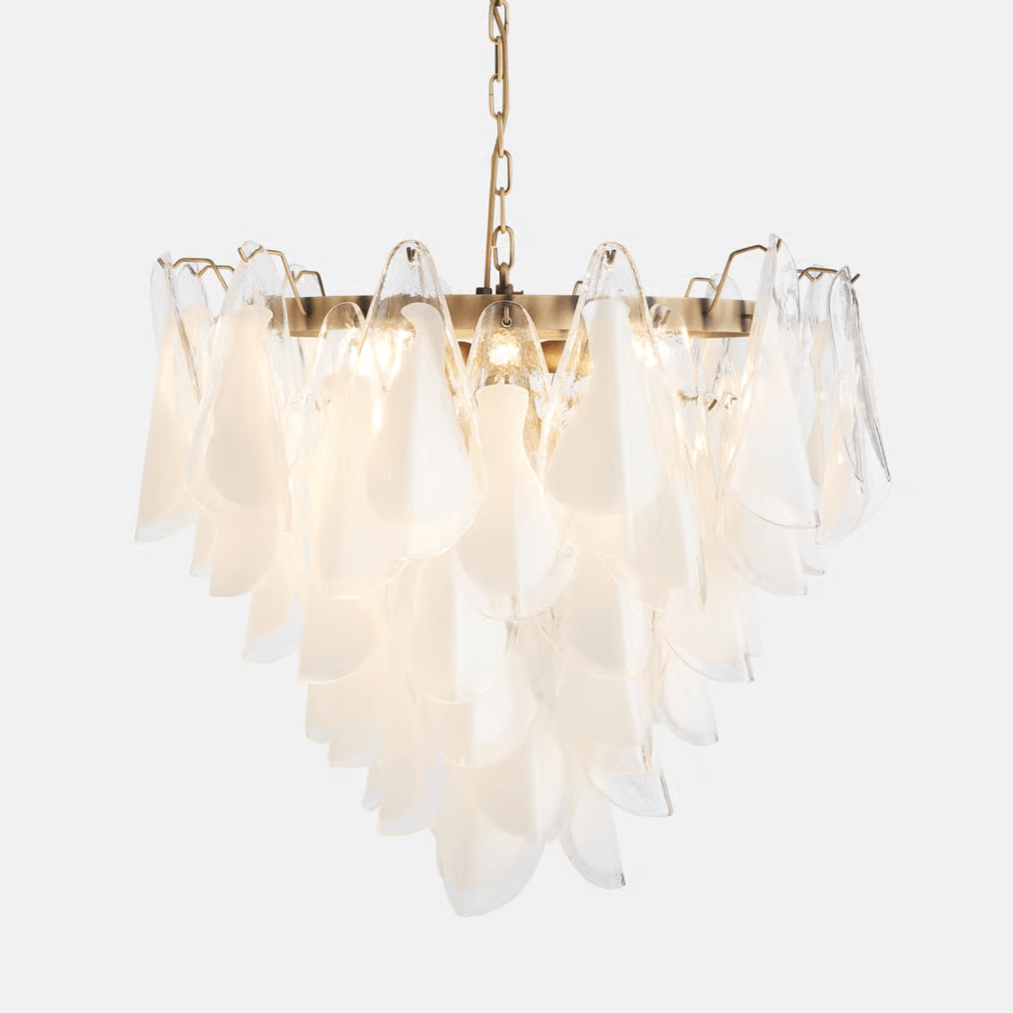 Aurora Chandelier White Leaf Glass Layered Modern - Neutralighting