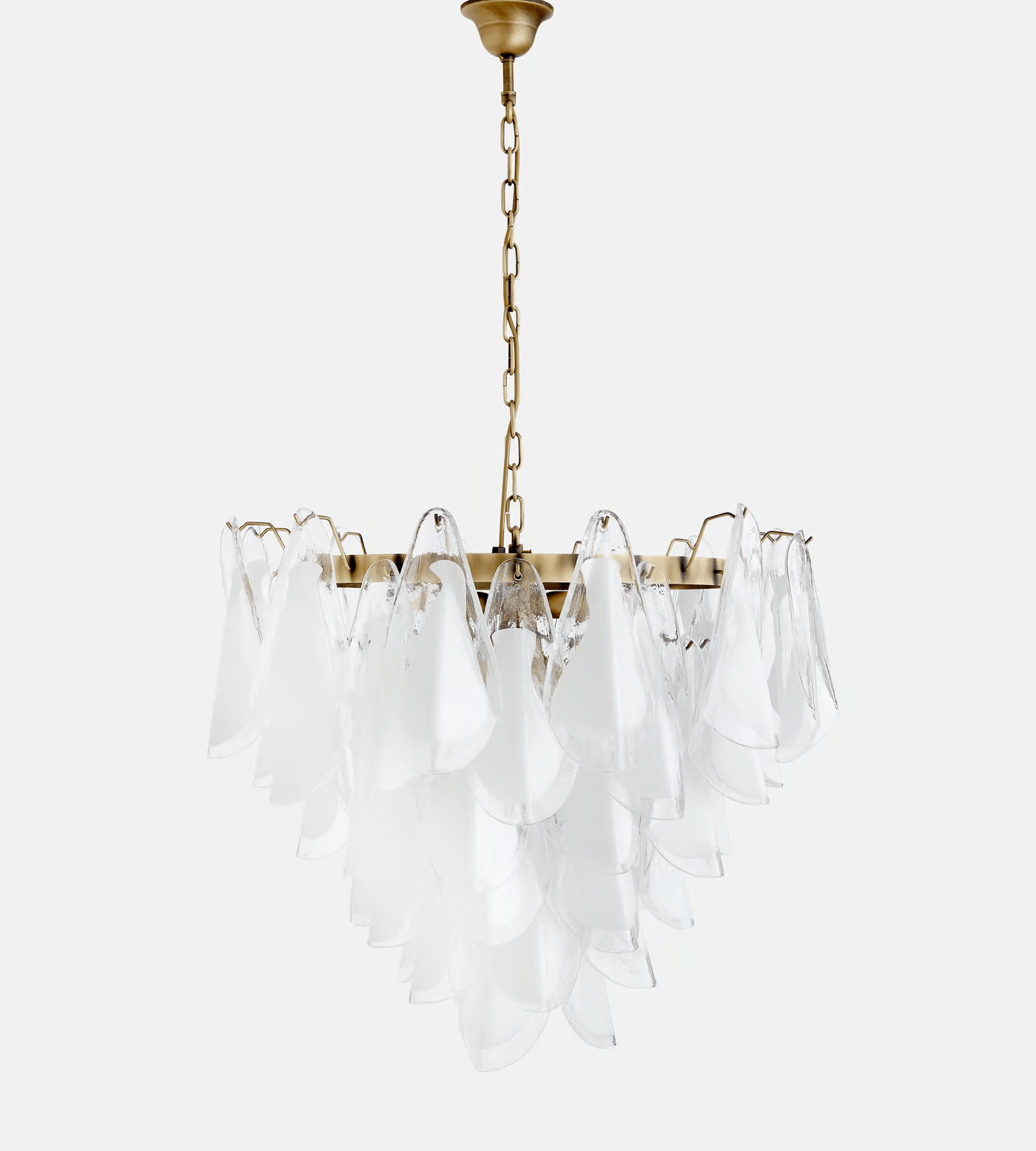 Aurora Chandelier White Leaf Glass Layered Modern - Neutralighting