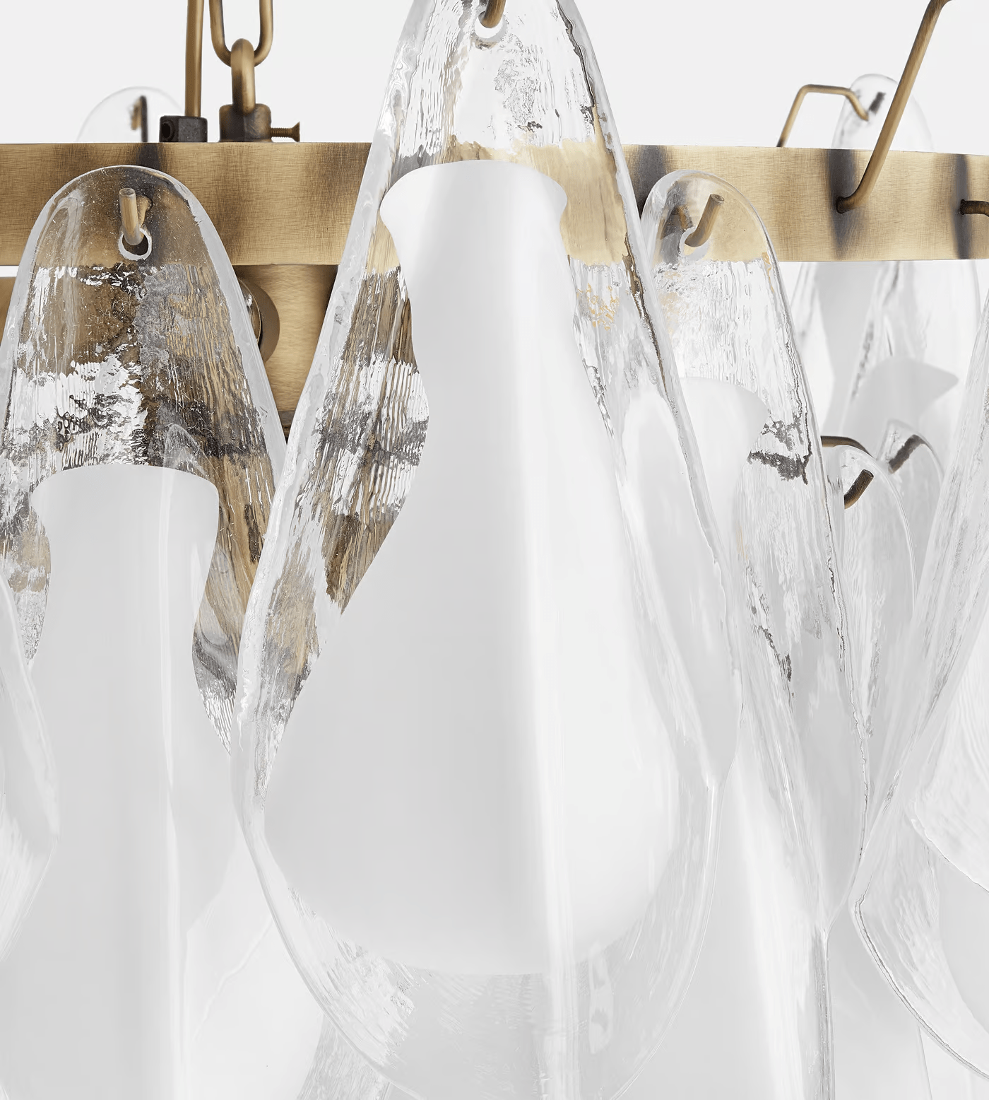 Aurora Chandelier White Leaf Glass Layered Modern - Neutralighting