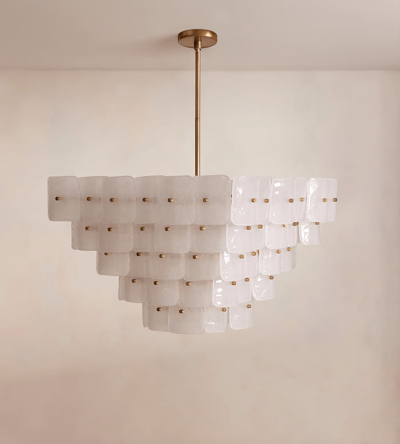 Aurora Chandelier White Frosted Glass Geometric Tiered - Neutralighting