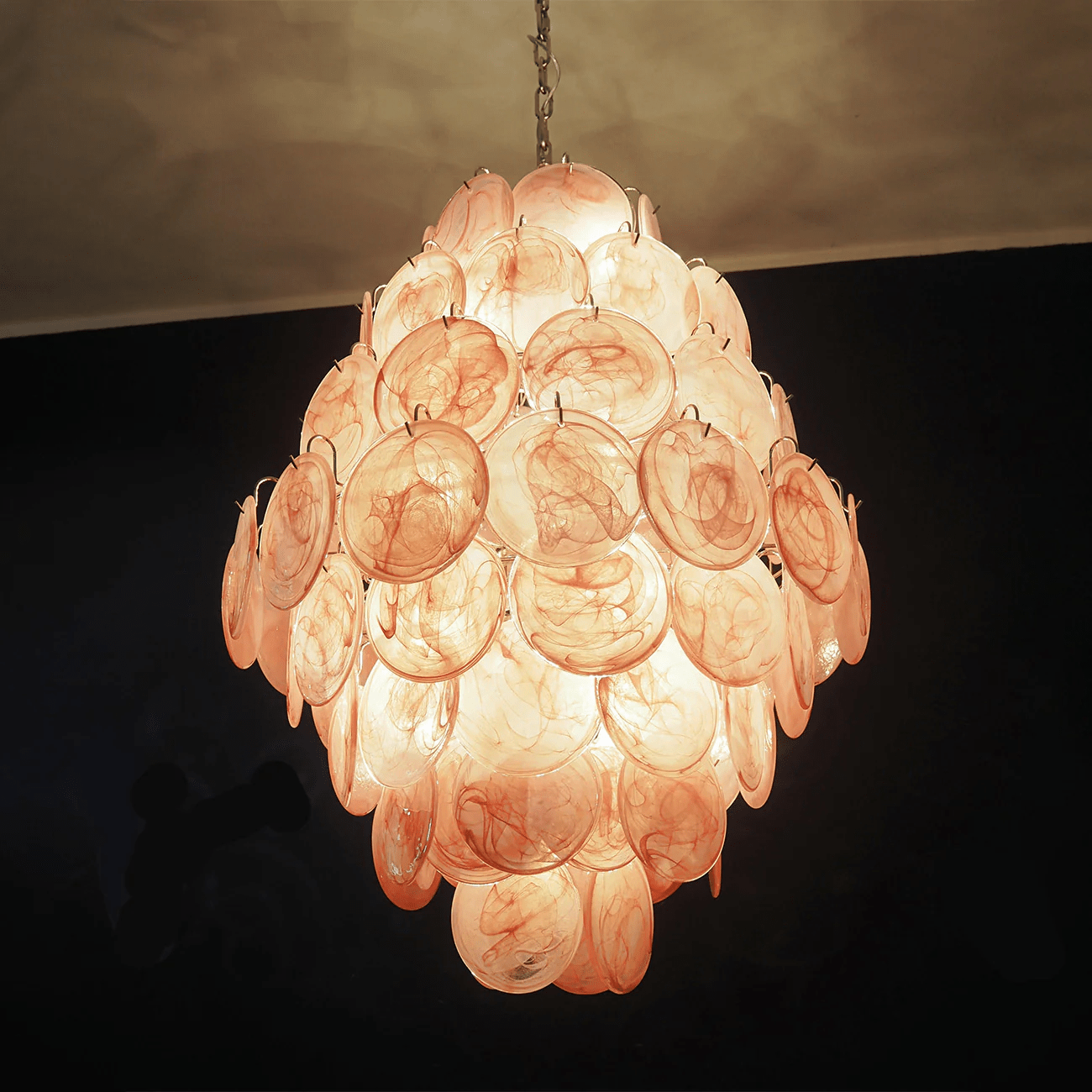 Aurora Chandelier Pink Murano Glass Handblown Discs - Neutralighting
