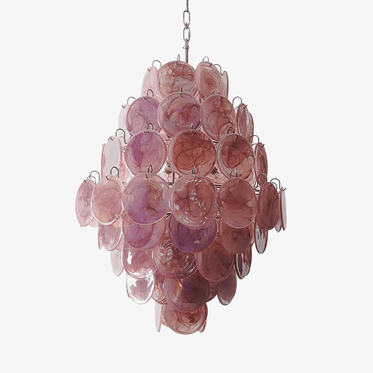 Aurora Chandelier Pink Murano Glass Handblown Discs - Neutralighting