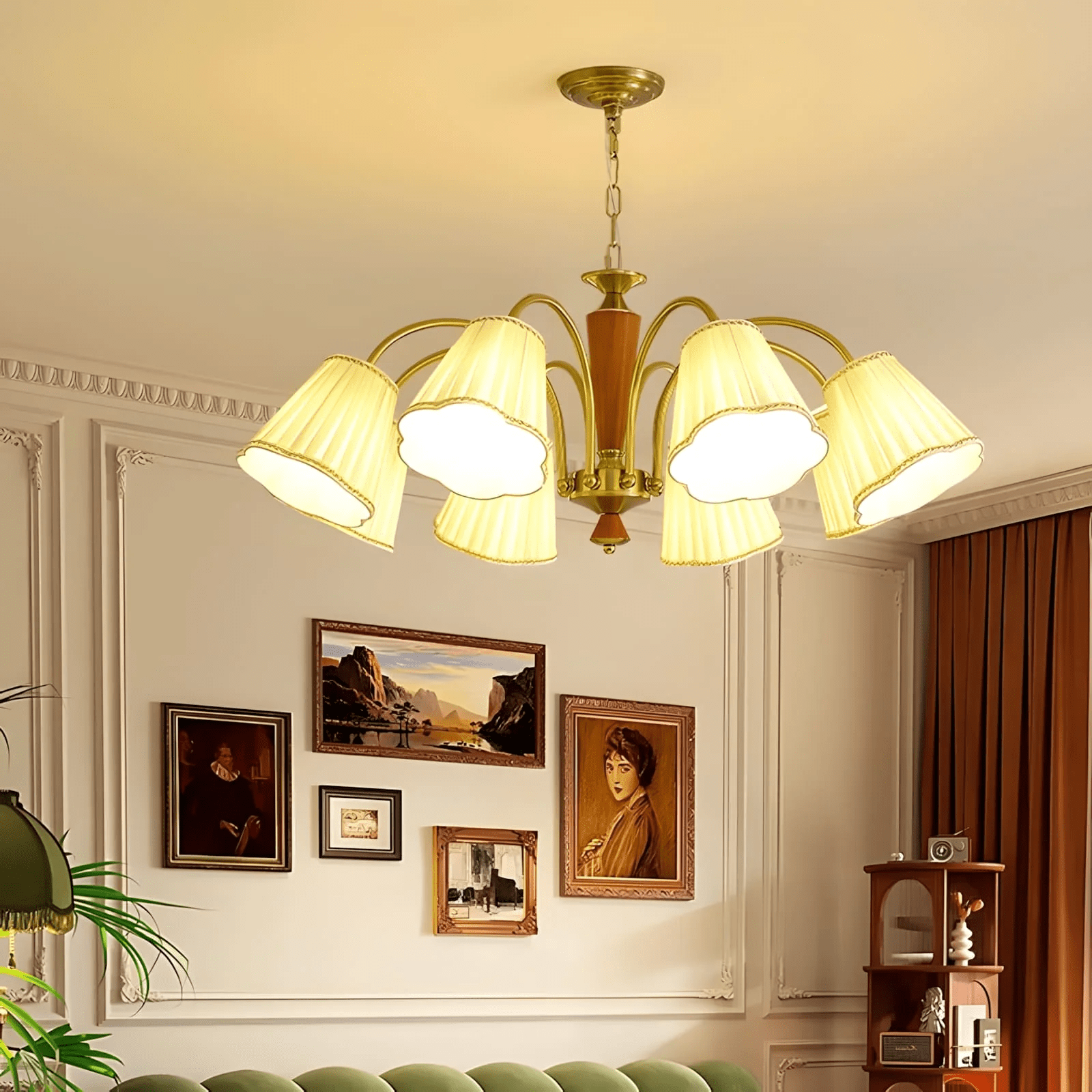 Elijh Vintage Stoff-Kronleuchter-Letslighting