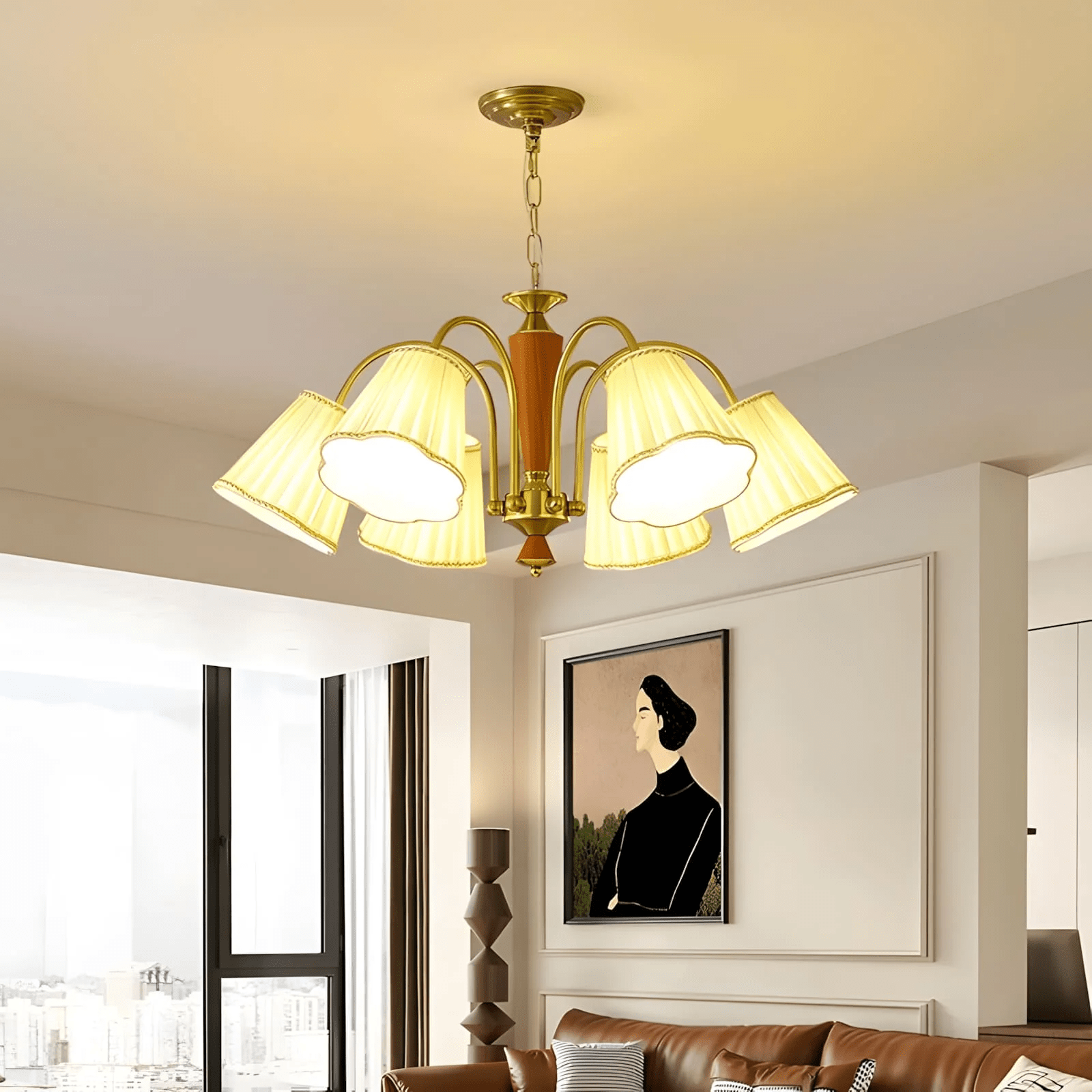 Elijh Vintage Stoff-Kronleuchter-Letslighting