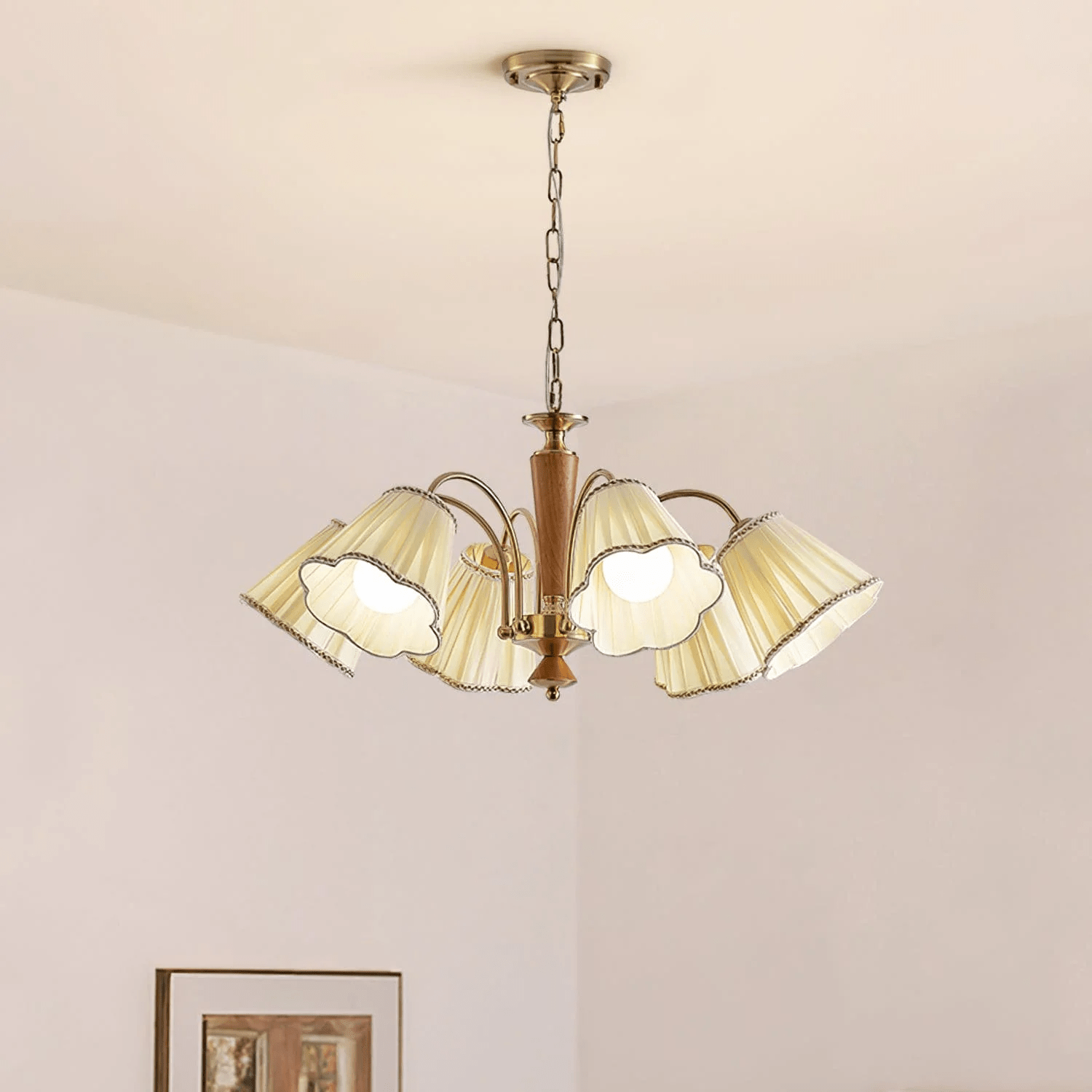 Elijh Vintage Stoff-Kronleuchter-Letslighting