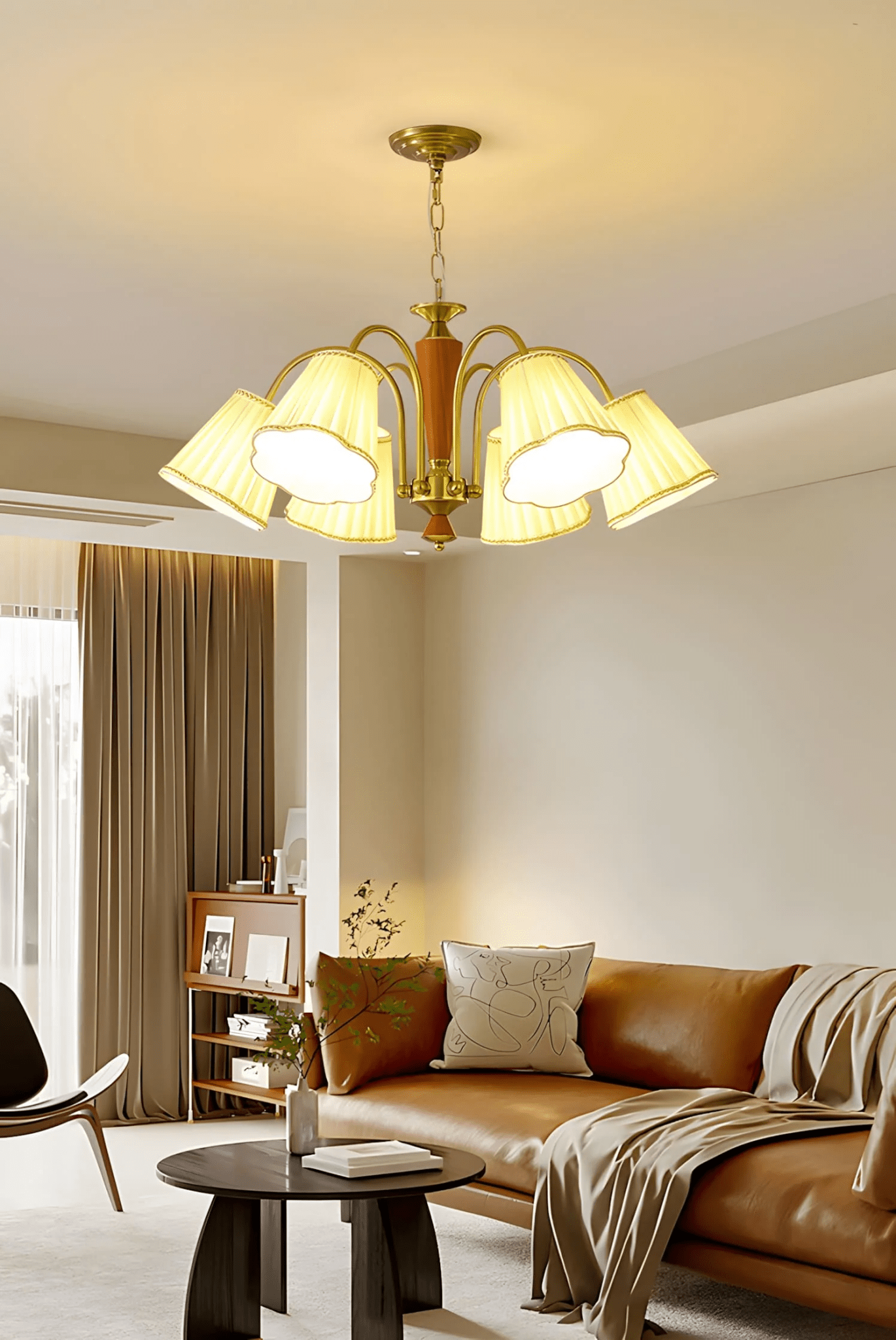 Elijh Vintage Stoff-Kronleuchter-Letslighting