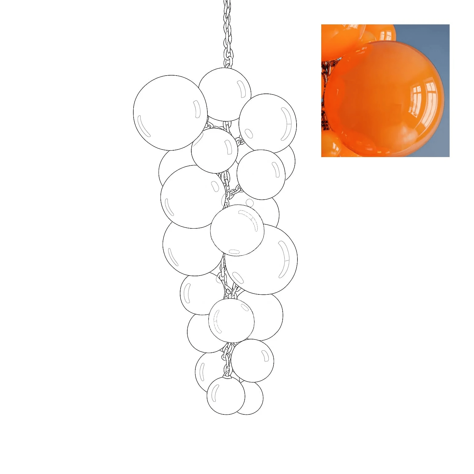 Aurora Chandelier Murano Glass Grape Cluster Art Deco - Blowlighting
