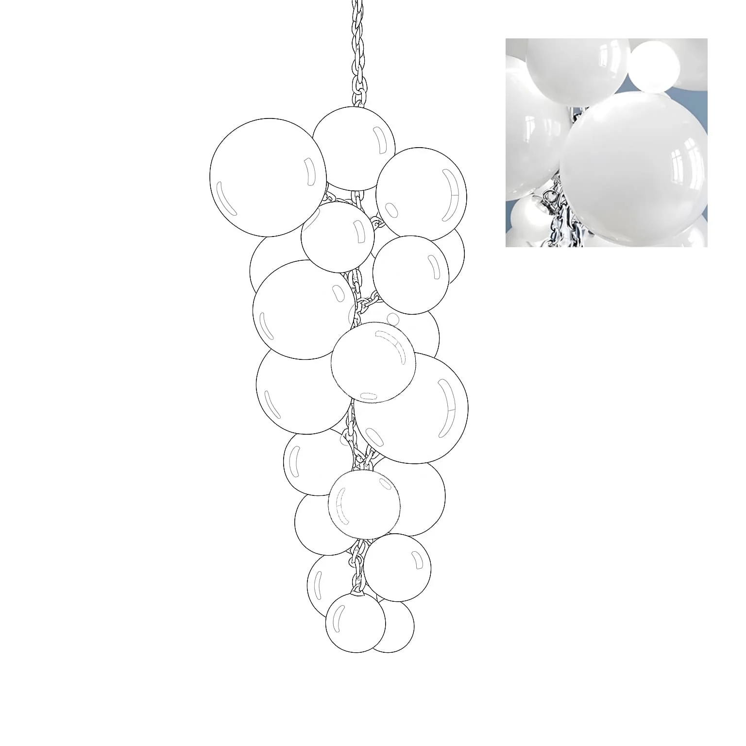 Aurora Chandelier Murano Glass Grape Cluster Art Deco - Blowlighting