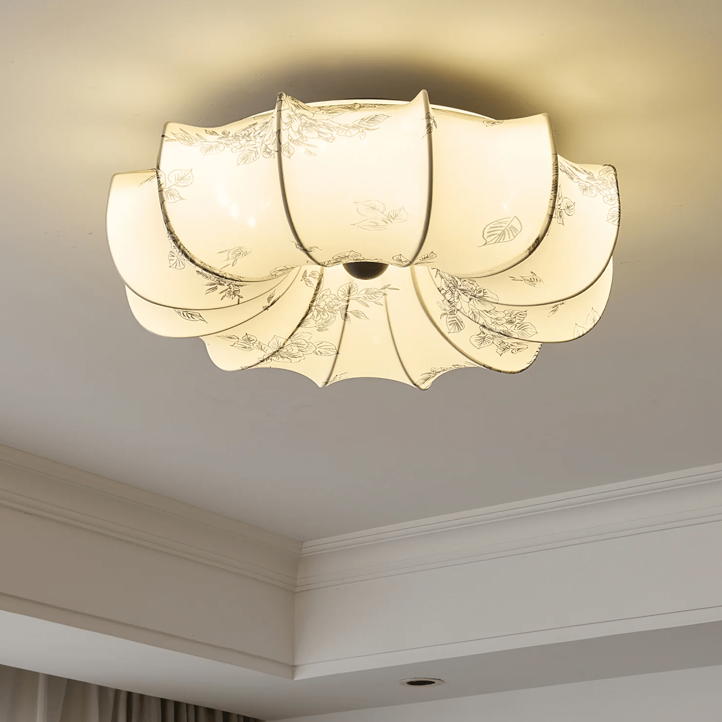 Vivaria Premium Nordic Art Deckenleuchte aus Holz und Stoff-Letslighting