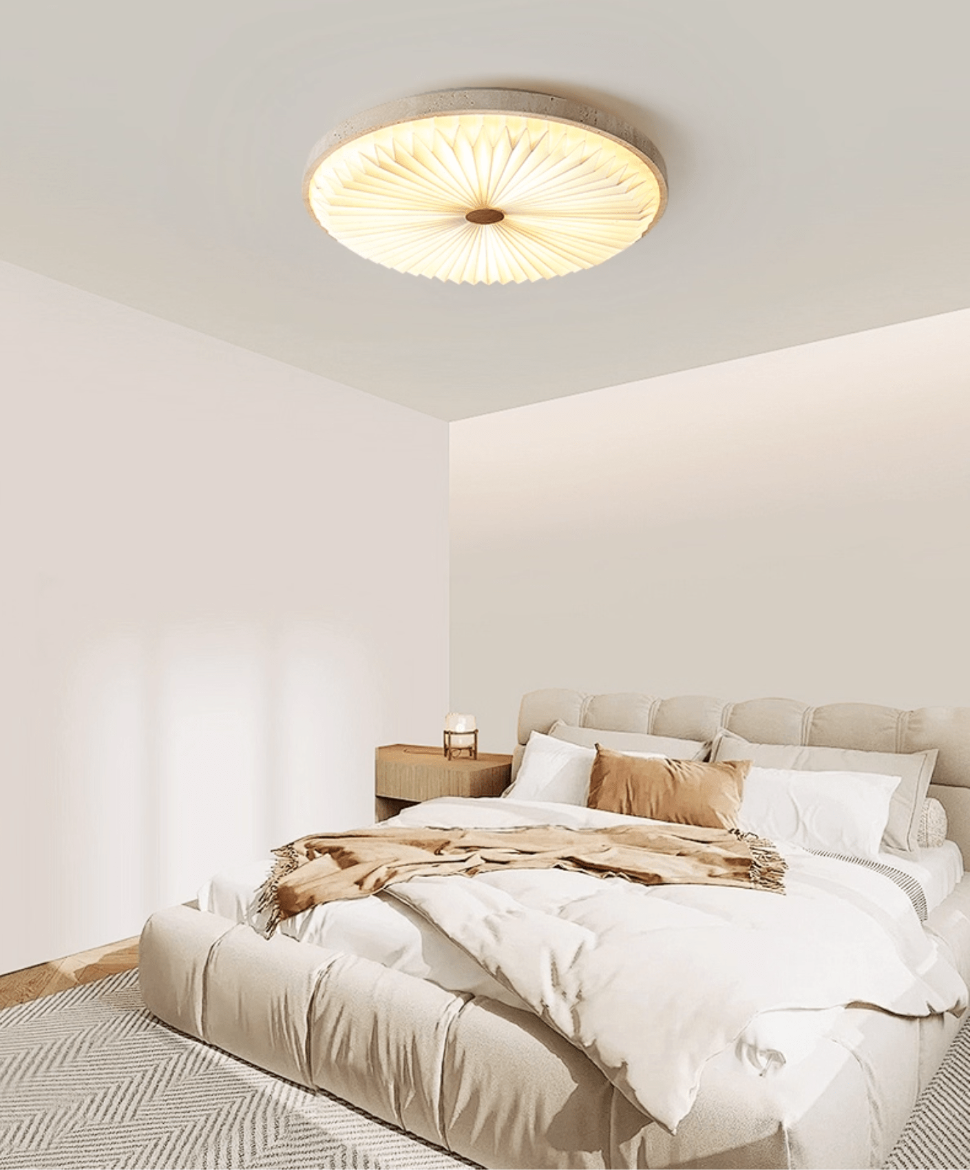Ciloraris Textured Travertine Ceiling Light - Neutralighting