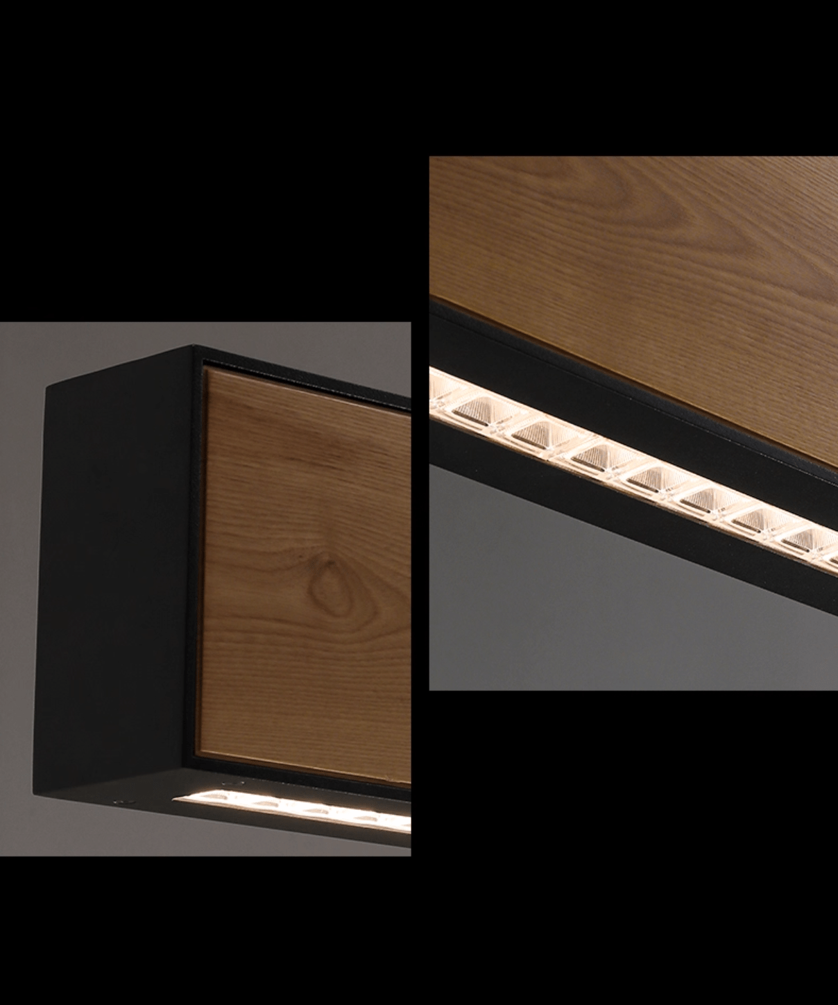 Lustra Lineare Pendelleuchte aus Holz mit Edelsteinen-Letslighting