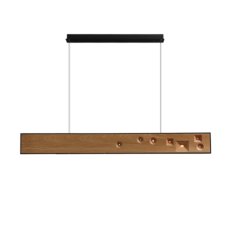 Lustra Lineare Pendelleuchte aus Holz mit Edelsteinen-Letslighting