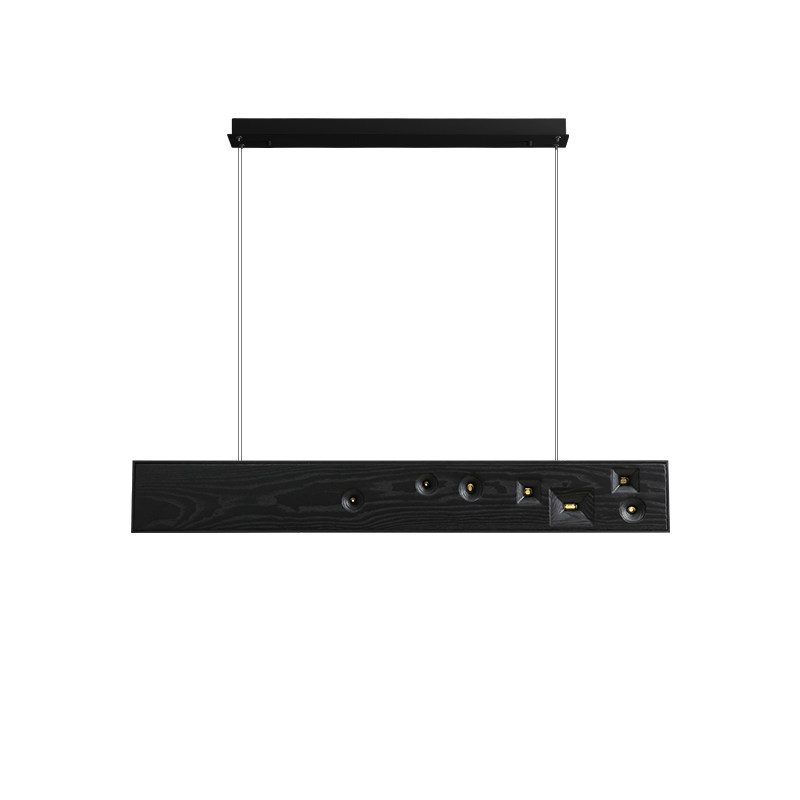 Lustra Lineare Pendelleuchte aus Holz mit Edelsteinen-Letslighting