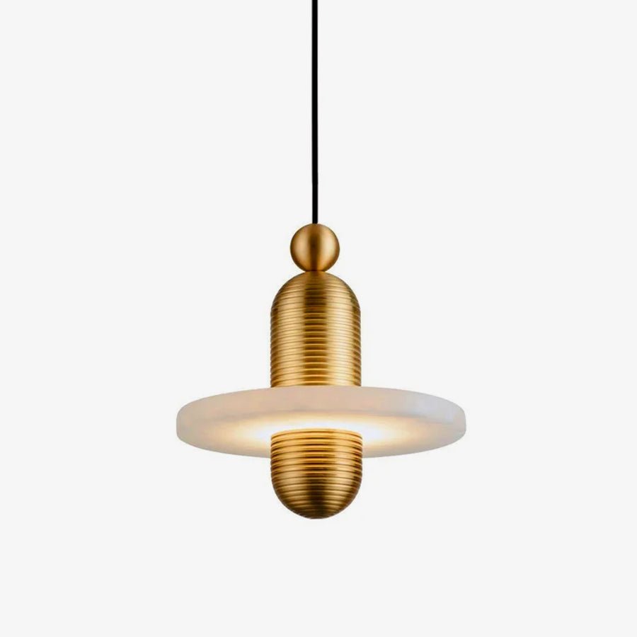 Orion Brushed Brass Alabaster Pendant Light - Blowlighting
