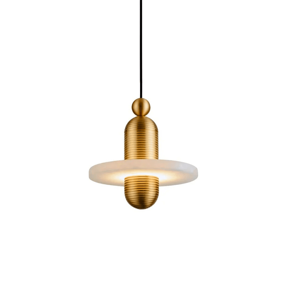 Orion Brushed Brass Alabaster Pendant Light - Blowlighting