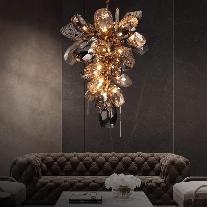 Aurora Chandelier Modern Glass Crystal Smoked Cluster - Neutralighting
