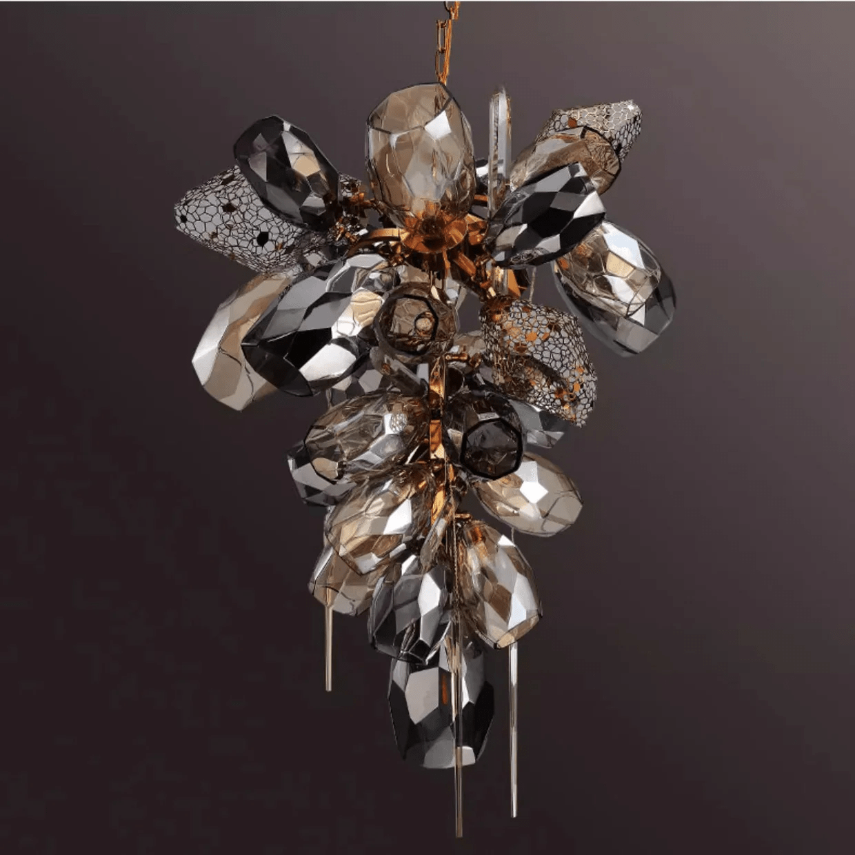Aurora Chandelier Modern Glass Crystal Smoked Cluster - Neutralighting
