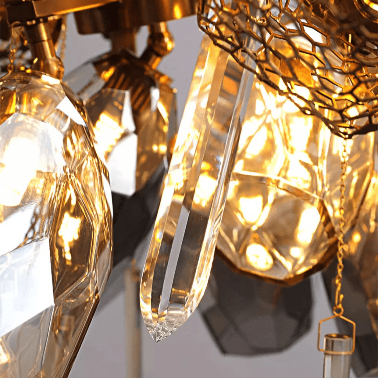 Aurora Chandelier Modern Glass Crystal Smoked Cluster - Neutralighting