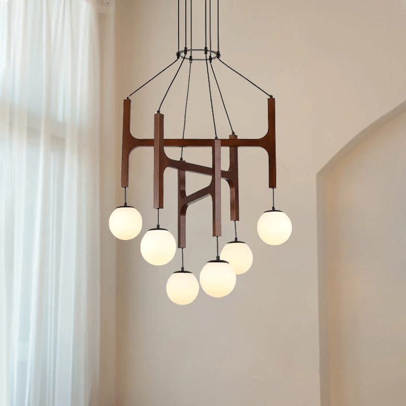 Xylocube Geometrische Pendelleuchte aus Holzkugel-Letslighting