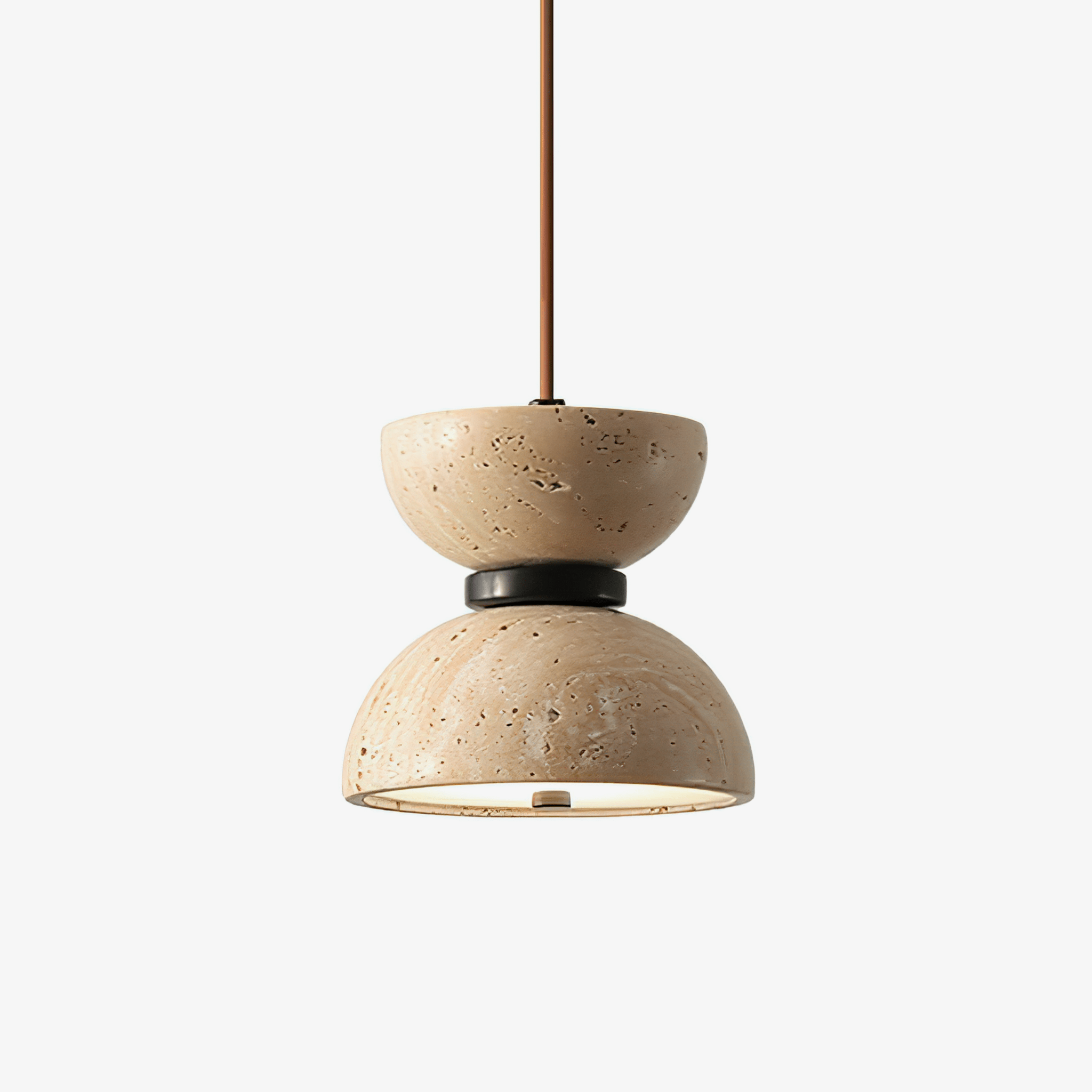 Tersus Travertine Hourglass Pendant Light Double-dome - Neutralighting