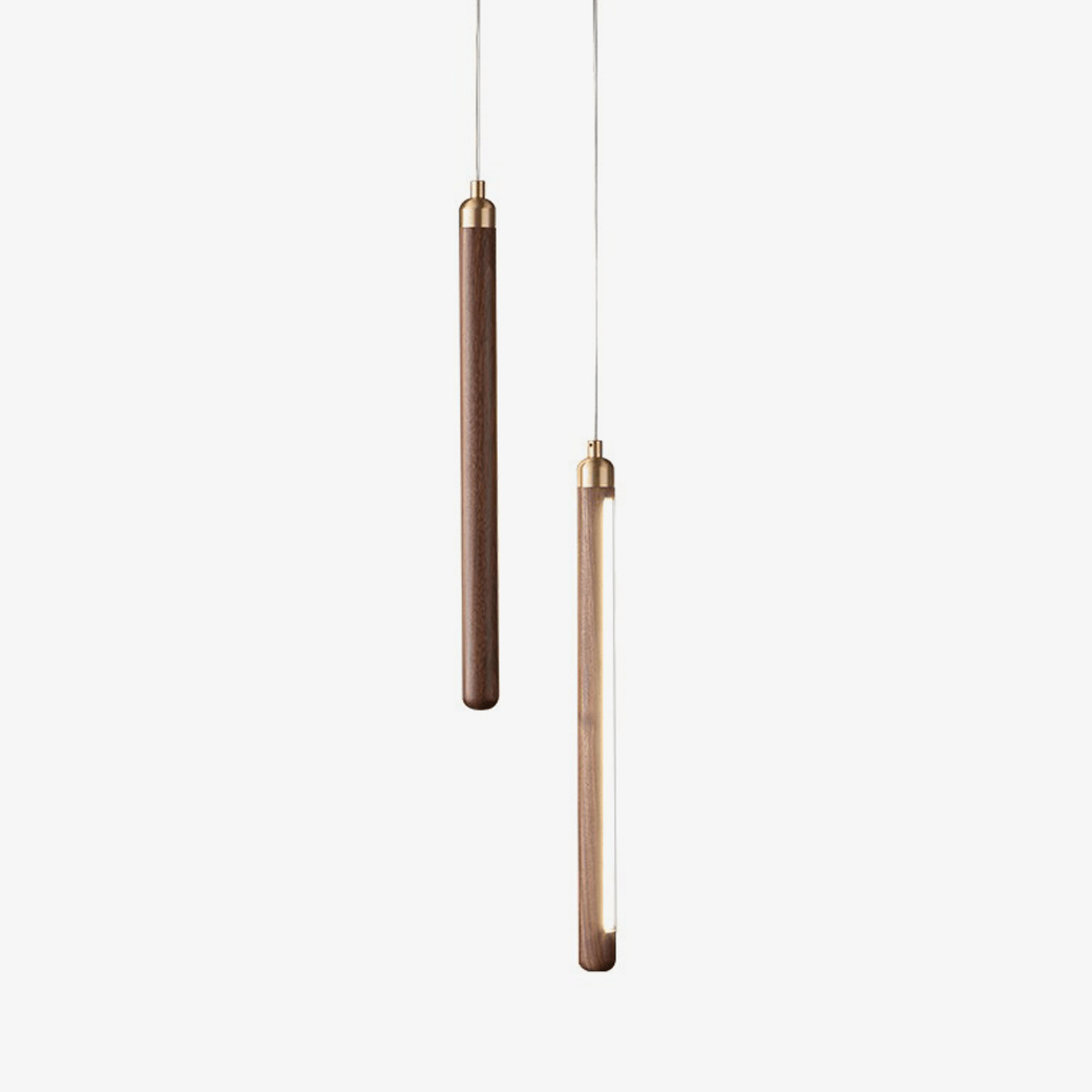 Kyoto Lineare Pendelleuchte aus Walnuss-Messing-Letslighting