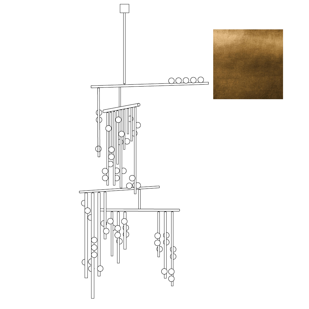 Eurzoris Geometrischer Linearer Kronleuchter aus Messing-Letslighting