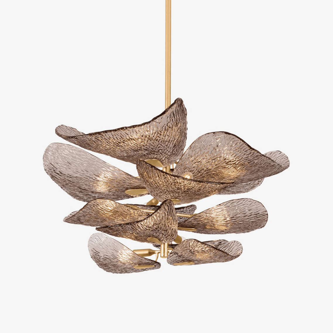 Aurora Chandelier Cardiff Piastra Glass Petal Layered Bronze - Neutralighting