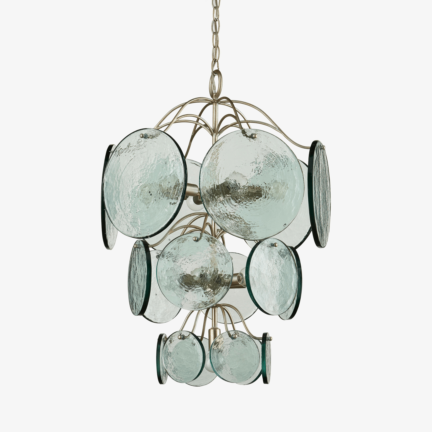 Aurora Chandelier Rovigo Recycled Glass Disc Modern Flowing - Neutralighting