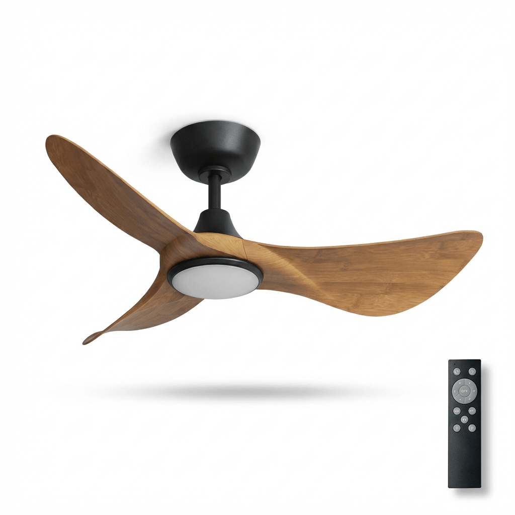 Finn Deckenventilatorleuchte aus geformtem Holz