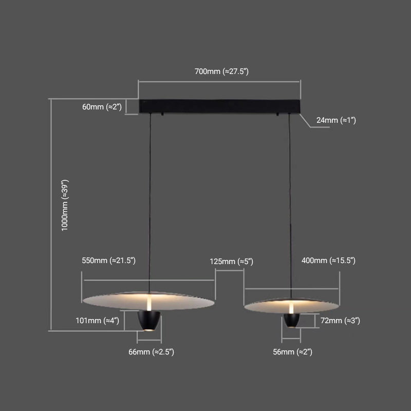 Arisha Modern LED Pendelleuchte 2 Flammig Schwarz Wohn/Esszimmer Metall