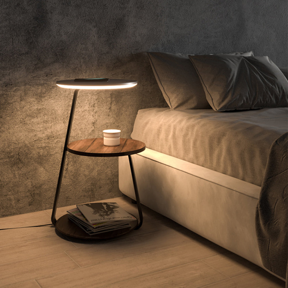 Muto  Natural Stehlampe, Mit Tisch, Rund, Holz, Schlafzimmer