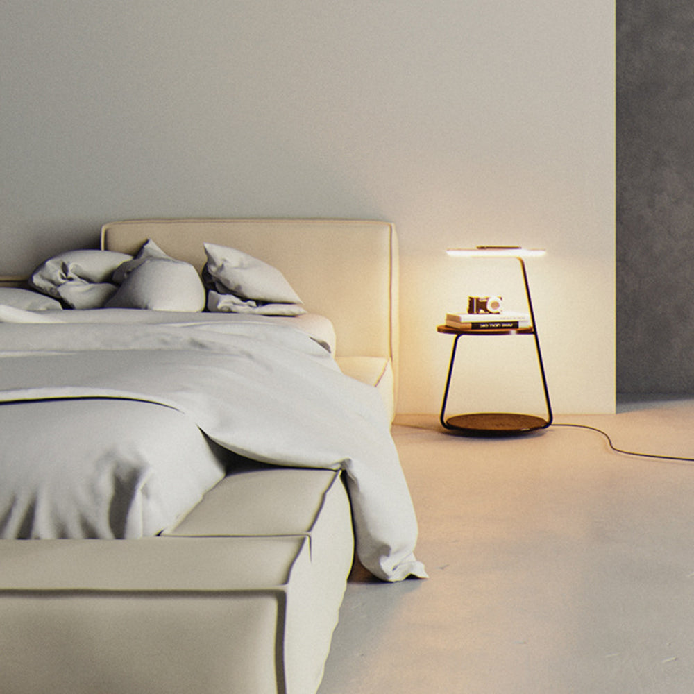 Muto  Natural Stehlampe, Mit Tisch, Rund, Holz, Schlafzimmer