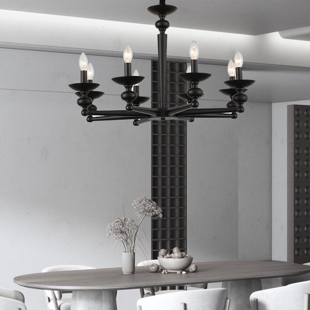 Silva Retro Kerze Pendelleuchte,1/2/6/8/10 Kopf, Esszimmer/Wohnzimmer, Metall/Glas